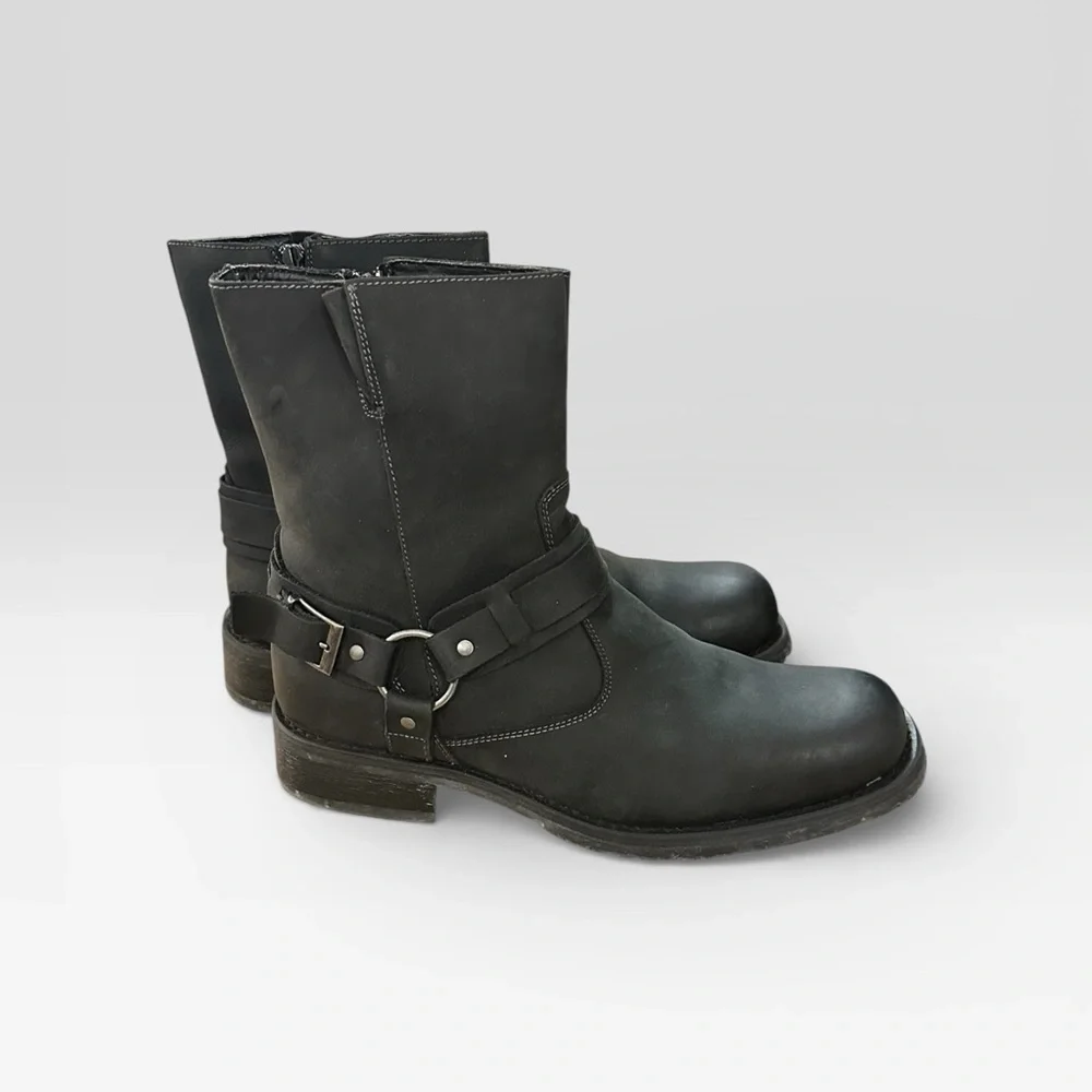 INC - Leather Ankle Boots Buckle Side Zip Men’s Size 10 Worn Once - Picture 1 of 4